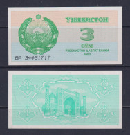 UZBEKISTAN  -  1992 3 Som  UNC/aUNC  Banknote - Usbekistan