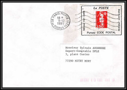 72578 Porte Timbres Pensez Code Postal Paris Picpus 1991 Marianne Du Bicentenaire Lettre Cover France - 1989-1996 Bicentenial Marianne