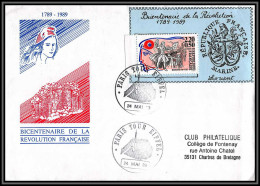 73393 Porte Timbres Bicentenaire De La Révolution Marine Lorient Paris Tour Eiffel 1989 Lettre Cover France  - Franz. Revolution