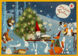 Elf Serves Christmas Porridge To The Forest Animals. - Red Cross Finland Postal Stationery - Used 2014 - Postal Stationery