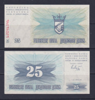 BOSNIA HERZOGOVINA  -  1992 25 Dinara UNC/aUNC  Banknote - Bosnië En Herzegovina