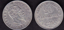 20 CENTESIMI 1863M QSPL VITTORIO EMANUELE II - 1861-1878 : Vittoro Emanuele II