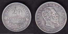 20 CENTESIMI 1863M SPL VITTORIO EMANUELE II - 1861-1878 : Victor Emmanuel II