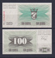 BOSNIA HERZOGOVINA  -  1992 100 Dinara UNC/aUNC  Banknote - Bosnië En Herzegovina