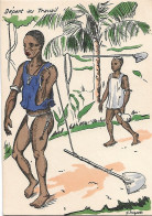 Illustration Africaine - Illustrateur P HUGUET - Départ Au Travail - Huguet