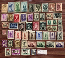 Belgium 50 Different Mint Used Stamps Semi Postal - Verzamelingen