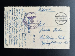 GERMANY 1941 POSTCARD FIELDPOST TO MULHEIM 29-05-1941 DUITSLAND DEUTSCHLAND FELDPOST - Private Postwaardestukken