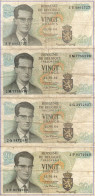 BELGIE - 4 X 20 FR 1964 - Nrs 2M7756970 + 2O3472437 + 1P9172019 + 3V8865727 - Autres & Non Classés