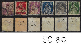 Switzerland 1912/1930 6 Stamp With Perfin SC By Stoffel & Co From St. Gallen Lochung Perfore - Perfin