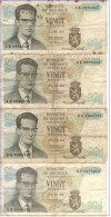 BELGIE - 4 X 20 FR 1964 - Nrs 3E8691617 + 4E0696610 + 2G7068787 + 3T9169252 - Other & Unclassified