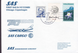 United States First SAS Cargo B-747/Combi Flight CHICAGO - COPENHAGEN 1978 Cover Brief Lettre - Sobres De Eventos