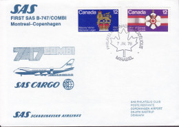 Canada First SAS Cargo B-747/Combi Flight MONTREAL-COPENHAGEN 1978 Cover Brief Lettre - Primi Voli