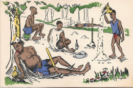 Illustration Africaine - Illustrateur P HUGUET - En Plein Effort - Huguet