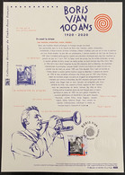 France - Document Philatélique - Premier Jour - YT Nº 5383 - Boris Vian - 2020 - 2010-2019