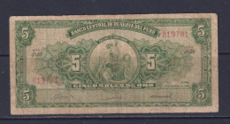 PERU -  1968 5 Soles Circulated  Banknote - Pérou