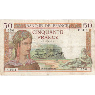 France, 50 Francs, Cérès, 1935, K.3411, TB+, Fayette:17.20, KM:81 - 50 F 1934-1940 ''Cérès''