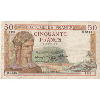 France, 50 Francs, Cérès, 1939, H.9745, TB, Fayette:18.22, KM:85b - 50 F 1934-1940 ''Cérès''