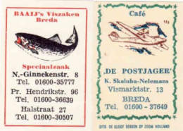 2 Dutch Matchbox Labels, Breda - North Brabant, BAAIJ',s Vizszaken Breda + Café DE POSTJAGER, Holand, Netherlands - Boites D'allumettes - Etiquettes