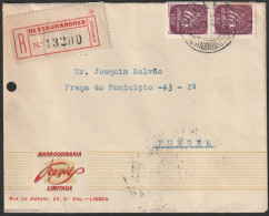 Cover - Selado No Verso Com Lacre. Lisboa To Fundão -|- Postmark - Restauradores 1945 + Lisboa R Central - Briefe U. Dokumente