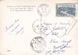 1955-carte Postale De LOURDES-65 ..griffe INCONNU + Cachet  PONT D'ESPAGNE  Juillet 1955 - Briefe U. Dokumente