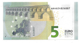 (Billets). 5 Euros 2013 Serie WA, W002H6 Signature 3 Mario Draghi N° WA 4624826887 UNC - 5 Euro