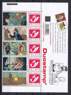 303 BELGIQUE Duo Stamp - TINTIN - 7 Boules De Cristal - Temple Du Soleil + Haut De Feuille - Neuf **(MNH) Sans Charniere - Philabédés (fumetti)