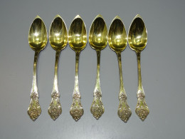 - 6 PETITES CUILLERES VERMEIL NIII Décors De Fleurs Poinçon MINERVE XIX Argent E - Silverware