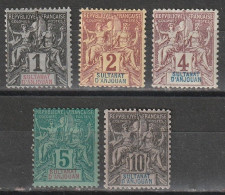 Anjouan N° 1 2 3 4 5 * - Unused Stamps