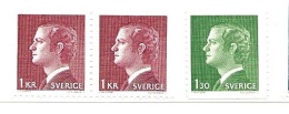 Sweden 1976  Carl Gustaf    1.30 And 1 Kr   Mi 935 + 1.k From Booklet  MNH(**) - Neufs