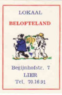 Belgian Matchbox Label, Lier - Antwerpen, Lokaal BELOFTELAND, Begijnhofstraat 7, Belgium - Boites D'allumettes - Etiquettes