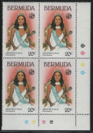 Bermuda 1980 MNH Sc 398 20c Gina Swainson Miss World LR Corner Block Of 4 - Bermudes