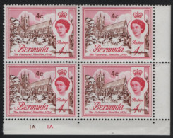 Bermuda 1970 MNH Sc 241 4c On 4p The Cathedral LR Corner Block Of 4 - Bermudes