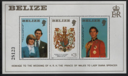 Belize 1981 Unused Sc 554 Prince Charles, Diana Royal Wedding Sheet Of 3 - Belize (1973-...)