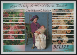 Belize 1985 MNH Sc 761 $2 Queen Mother Holding Prince Harry 85th Birthday - Belize (1973-...)