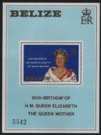 Belize 1980 Unused Sc 524 $5 Queen Mother 80th Birthday Sheet - Belize (1973-...)