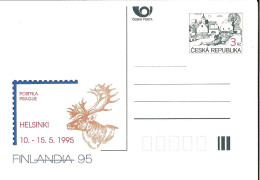 CDV A 6 Czech Republic - Finlandia Stamp Exhibition Deer 1995 - Animalez De Caza