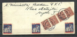 POLEN Poland 1930 O KRAKOW Registered Cover To Austria Wien With 3 Charity Tuberculosis Poster Stamps - Cartas & Documentos