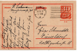 62313 - Deutsches Reich - 1921 - 40Pfg GAKte DUISBURG -> Duesseldorf - Covers & Documents