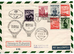 62318 - Österreich - 1958 - 20g Trachten Etc PGALpUmschlag M ZusFrankatur SoStpl SALZBURG - XX.BALLONPOSTFLUG ... - Briefe