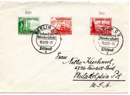 62323 - Deutsches Reich - 1937 - 12Pfg Schiffe MiF SoStpl BERLIN - ... MAERCHENSTADT LILIPUT -> Philadelphia, PA (USA) - Lettres & Documents