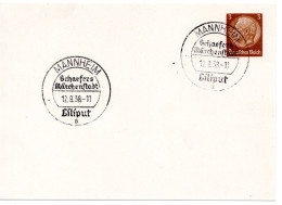 62324 - Deutsches Reich - 1938 - 3Pfg Hindenburg PGAKte SoStpl MANNHEIM - SCHAEFERS MAERCHENSTADT LILIPUT - Private Postal Stationery