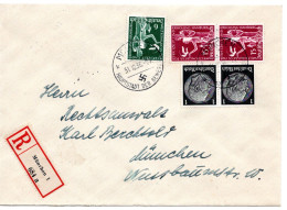 62329 - Deutsches Reich - 1936 - 2@15Pfg Freizeitkongress MiF A OrtsR-Bf MUENCHEN - Lettres & Documents