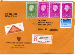 70562 - Niederlande - 1971 - 3@2Gld Juliana MiF A R-NN-Bf AMSTERDAM -> Zutphen, Abs.: Schweizer Generalkonsulat - Briefe U. Dokumente