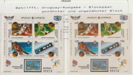 Uruguay 1994 Olympic Games In Lillehammer. Two Souvenir Sheets Normal + Imperforated MNH/**. Postal Weight - Hiver 1994: Lillehammer