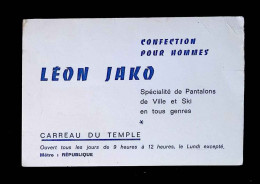 Carte De Visite, Confection Pour Hommes, Léon Jako, Carreau Du Temple, Métro: République - Cartoncini Da Visita