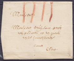L. Datée 27 Janvier 1717 De BRUGES Pour Gent - Port "IIII" à La Craie Rouge - 1714-1794 (Oostenrijkse Nederlanden)