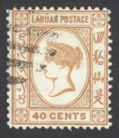 Labuan Sc# 39 Used 1892 40c Queen Victoria - Noord Borneo (...-1963)