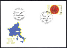 Luxembourg Sc# 1047 FDC 2001 3.20 Coal & Steel Treaty 50th - Nuevos