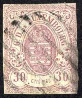 Luxembourg Sc# 23 Used 1865-1874 30c Coat Of Arms - 1859-1880 Stemmi