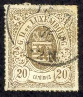 Luxembourg Sc# 21 Used (b) 1872 20c Gray Brown Coat Of Arms - 1859-1880 Stemmi